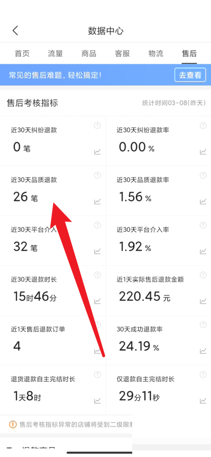 拼多多商家版怎么查看品质退货率？拼多多商家版查看品质退货率方法截图