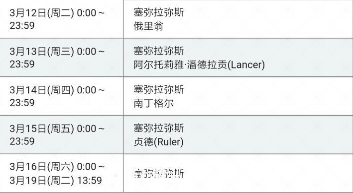 2019情人节限时卡池  女帝塞弥拉弥斯UP